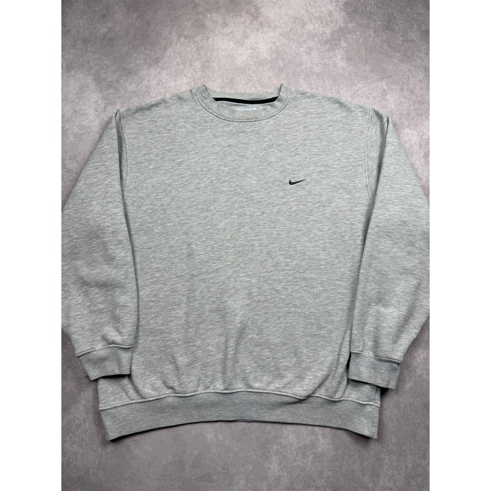 VTG Y2K Nike Crewneck Sweatshirt Men XL Heather Gray Swoosh Logo Pullover Fleece